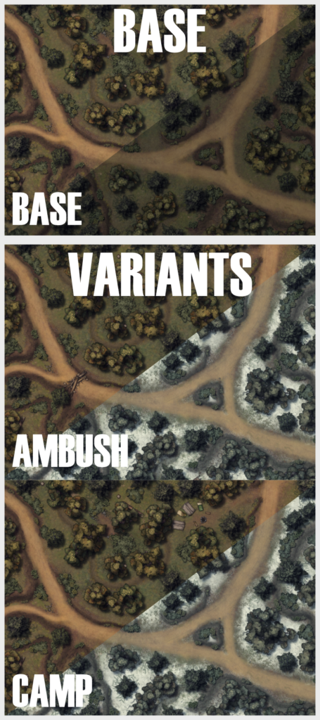 Rural Road Battlemap Variants